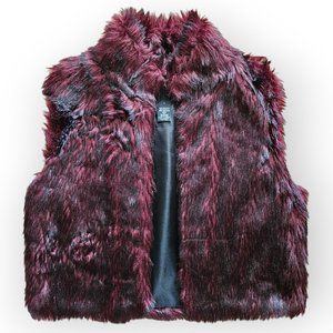 Me Jane Red Burgundy Black Faux Fur Vest.  US Size L.